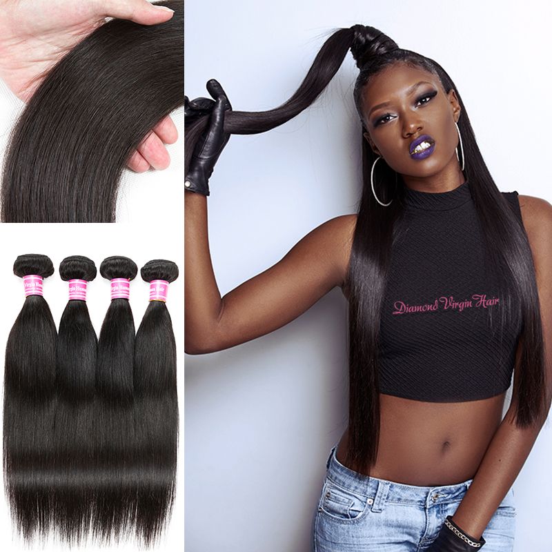 8a Straight Hair Extensions Unprocessed Brazilian Virgin Human
