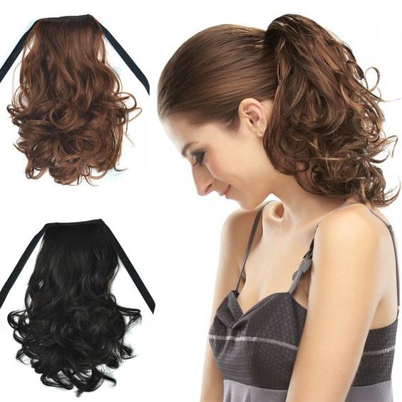 Sara Short Ponytails 40cm 16 Drawstring Ribbon Ponytail Curly Wavy