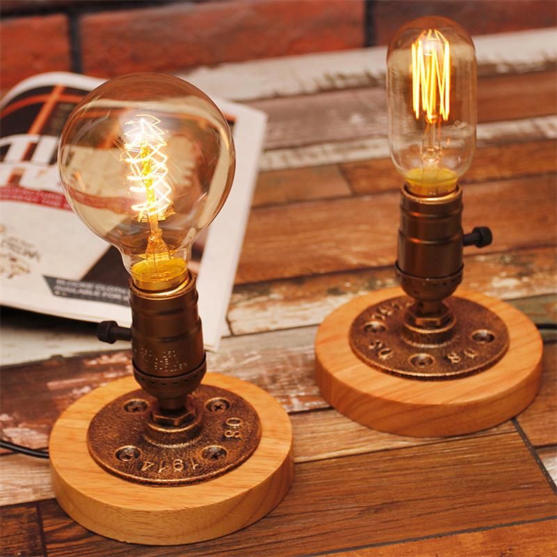 2018 Edison Bulb Table Lamp American Rural Solid Wood Deco Lamparas 2018 Edison Bulb Table Lamp American Rural Solid Wood Deco Lamparas Touch On Off Switch Luminaria De Mesa Vintage Reading Light Dimmer From