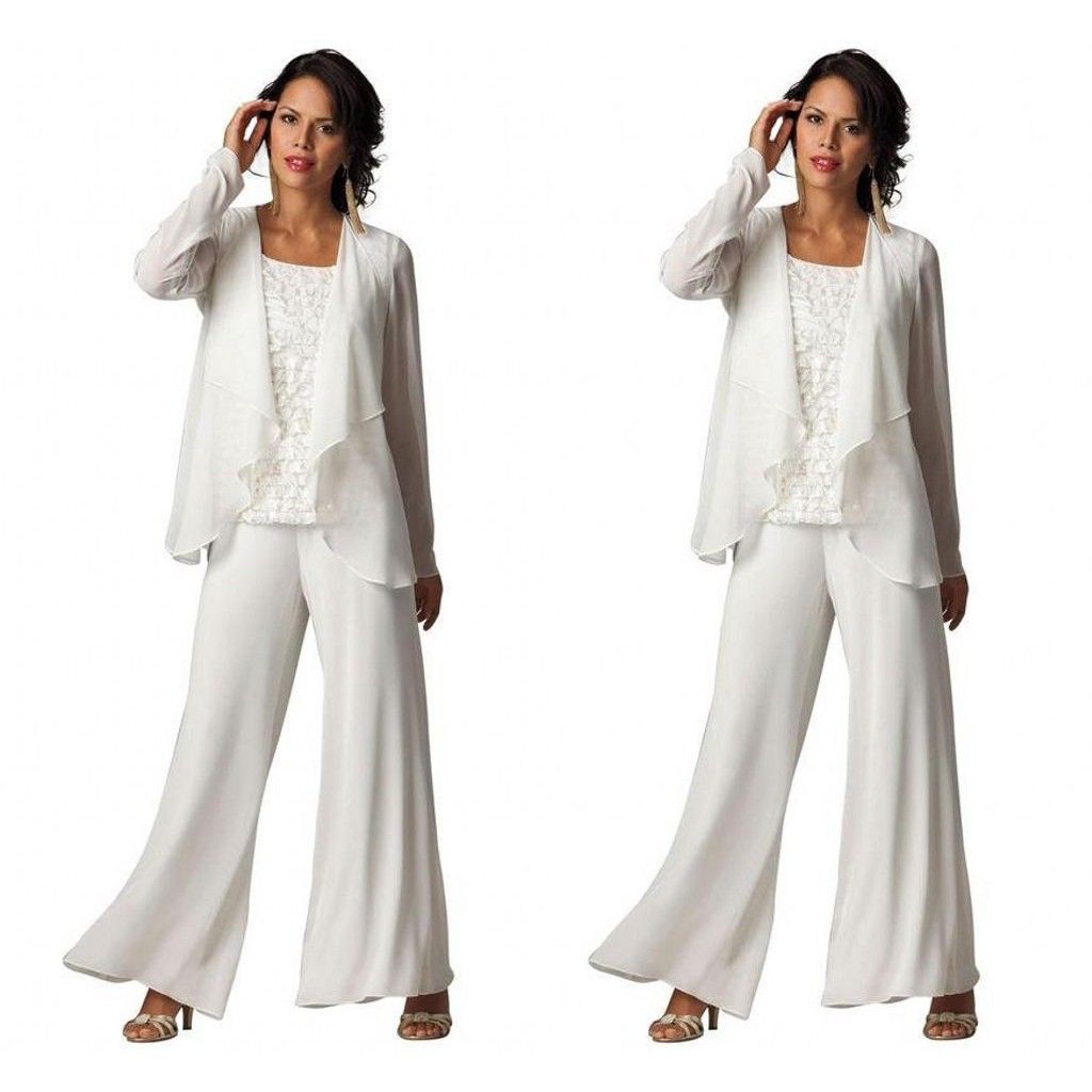 white mother of the bride pant suit