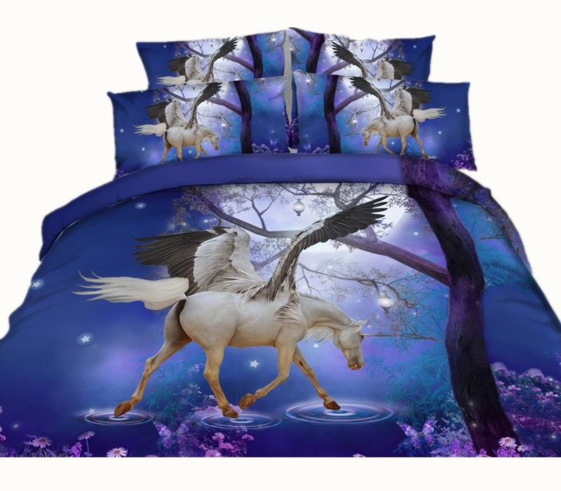 blue unicorn bedding