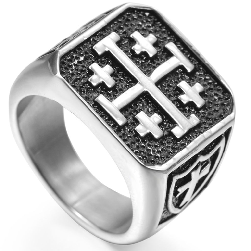 Stainless Steel Size 7 15 Jerusalem Cross Ring Religious