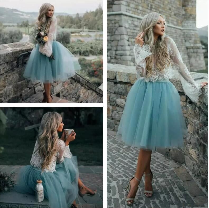 light blue knee length dress