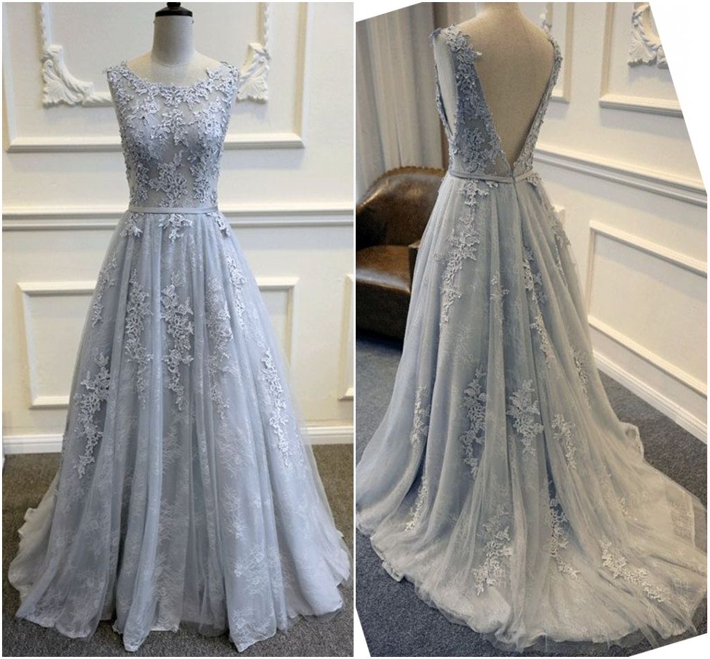 blue lace wedding gown