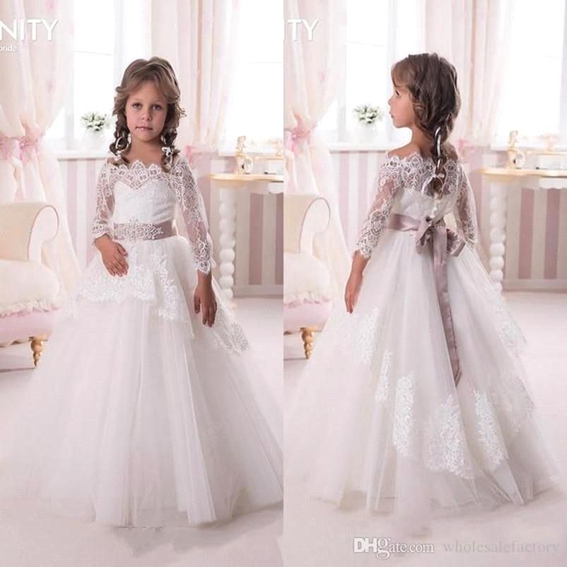 3/4 Sleeve Flower Girl Dress