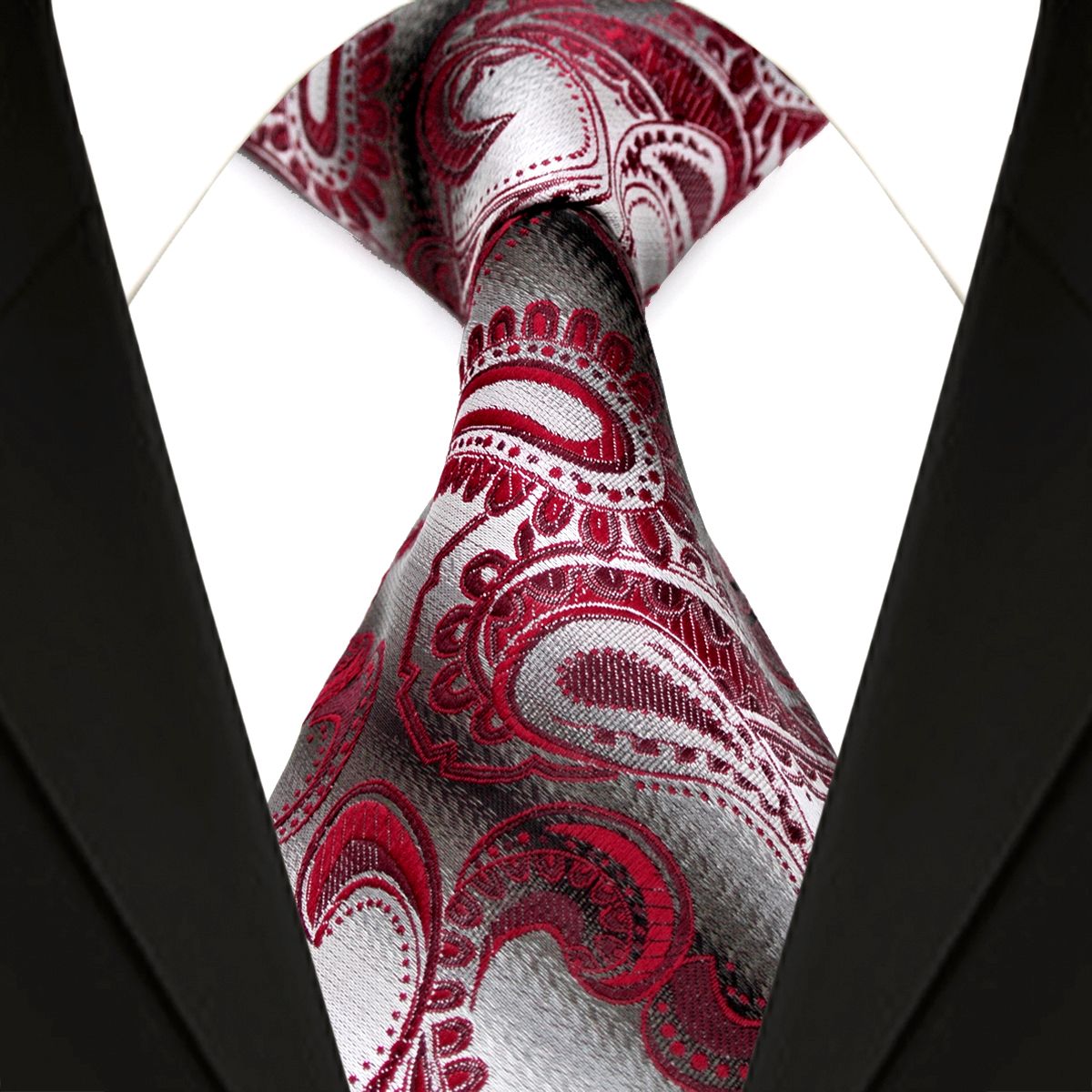 F13 Wholesale Red Burgundy Gray Grey Paisley Men'S Ties Neckties 100
