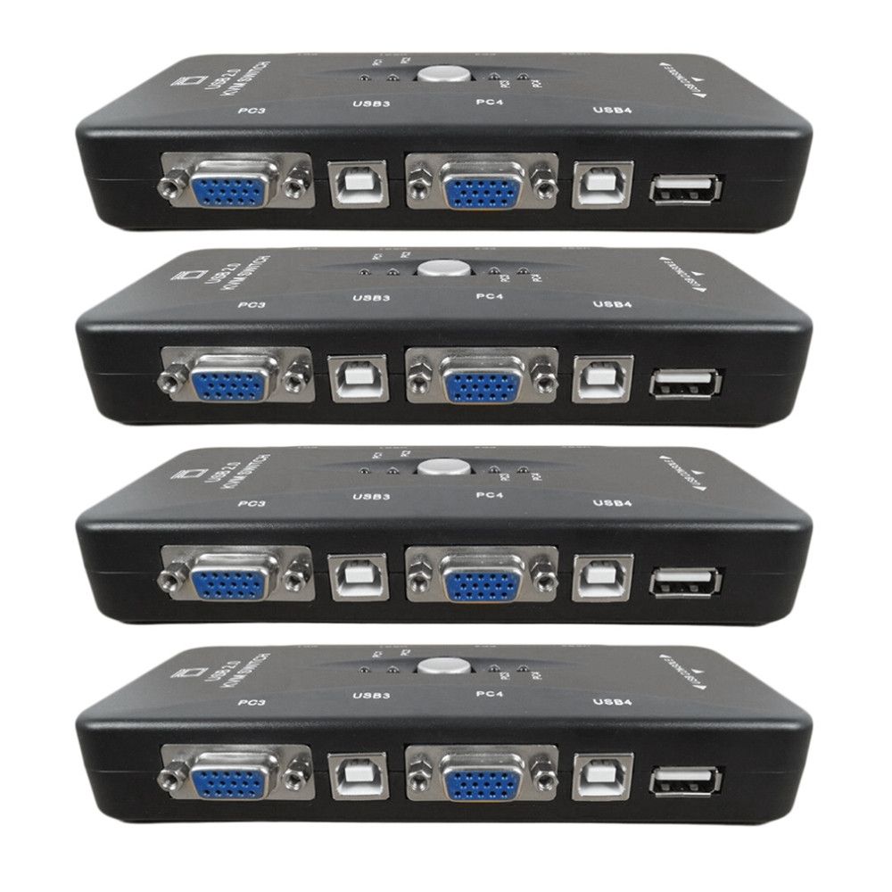 KVM 41UA 4 Port Hub USB 2.0 KVM VGA/SVGA Switch Box Adapter Connects ...