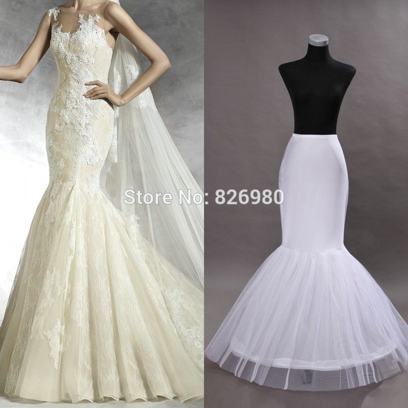  New Hot Sale White 2 Hoop  Fishtail Mermaid Wedding  Dress  