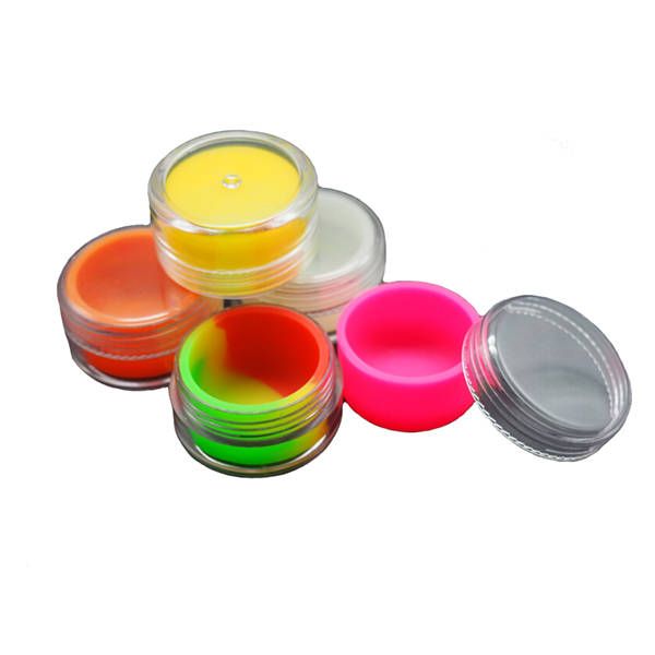 7ml Clear Acrylic Wax Concentrate Containers Plastic Container With Silcone Inner Non Stick Silicone Dab Bho Hash Oil Dry Herb Storage Jars