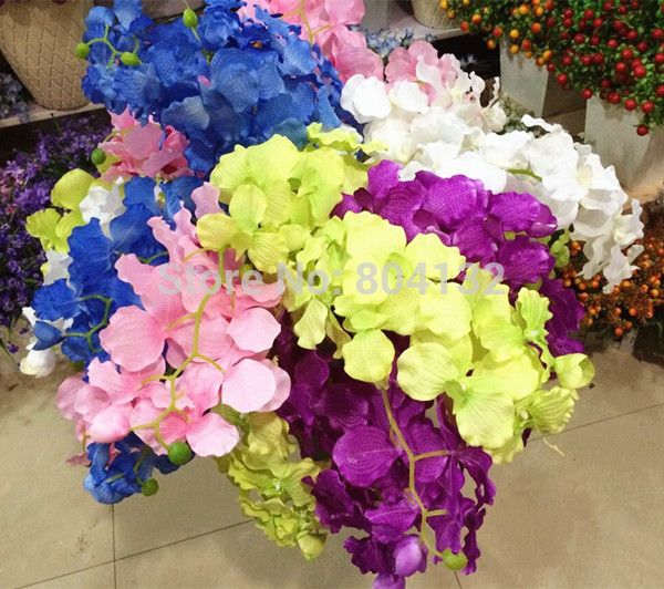 2019 95cm Artificial Silk Single Vanda Plastics Orchids Silk