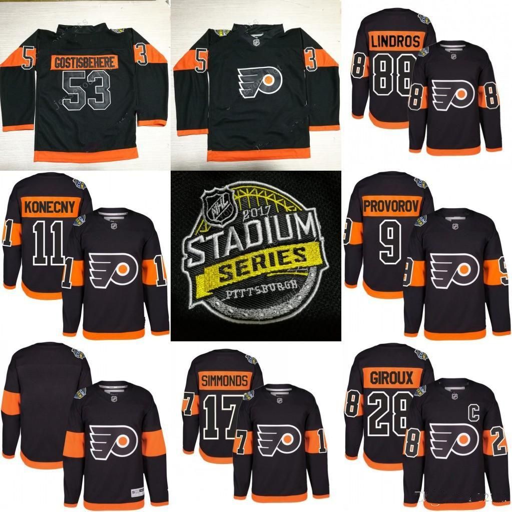 Men Black Wayne Simmonds Flyers 2017 Stadium Series Short Sleeve T ...