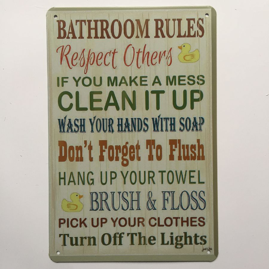Grosshandel Badezimmer Regeln Retro Vintage Metall Blechschild