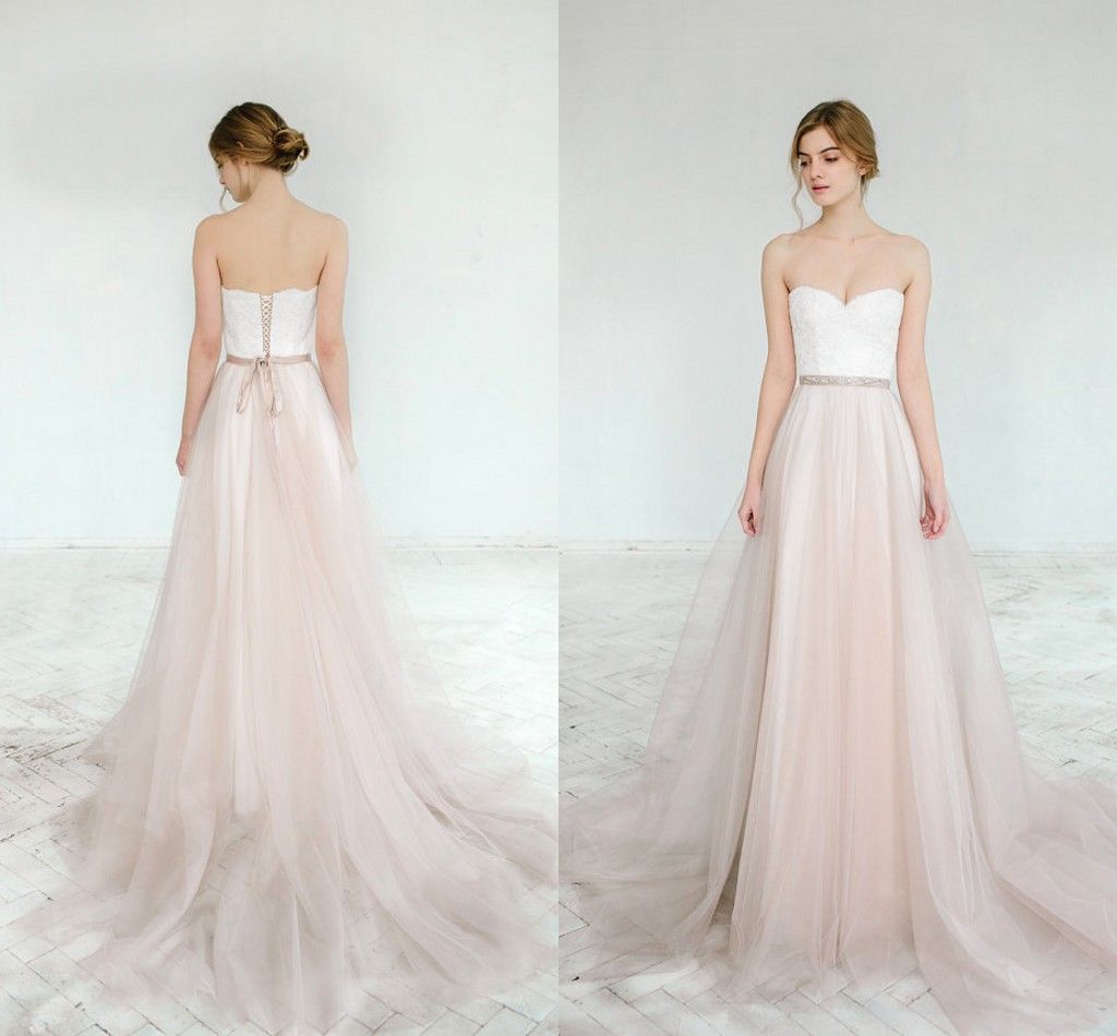 Simple Blush Wedding Dress 3