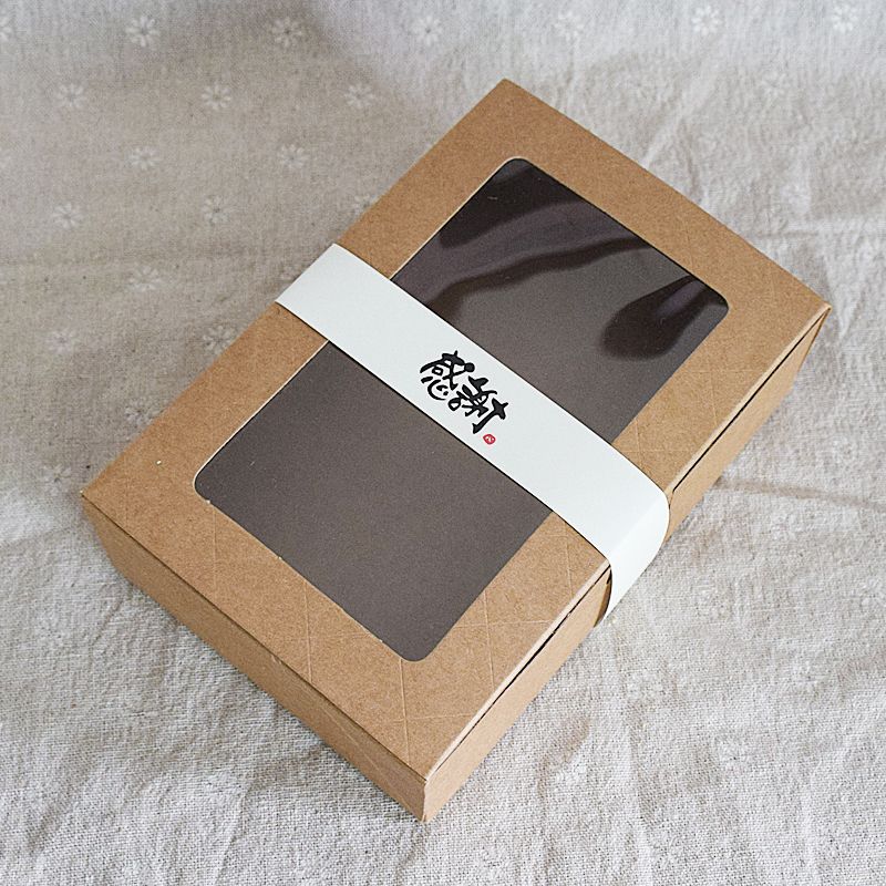 18x12x5cm Brown Kraft Paper Box With Transparent PVC Window Gift Box