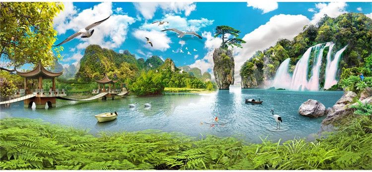 Compre Personalizado Foto Papel De Parede Grande Mural Adesivos De Parede Paisagem Cachoeira Paisagem 3d Tv Parede Pano De Fundo Papel De Parede De Andyhome88 76 62 Pt Dhgate Com