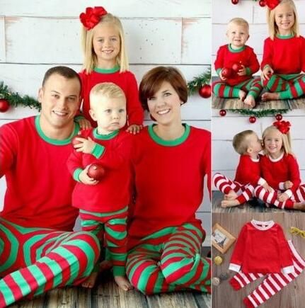 Family Christmas Pajamas Outfits Red Green Striped Cotton Christmas Family Christmas Pajamas Outfits Red Green Striped Cotton Christmas Pajamas Father Mother Kids Baby Family Look Nightwear Clothing Sets 919 Father And Baby ... - Family Christmas Pajamas Outfits Red Green Striped Cotton Christmas