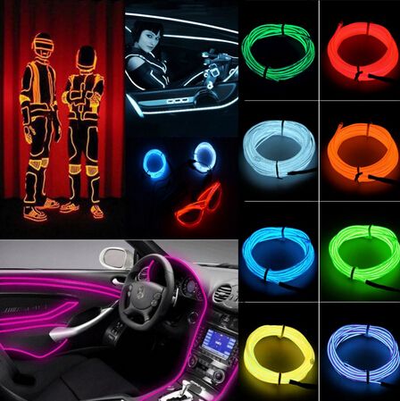 5m Led Neon Party Light Glow El Wire Strip Car 5m Led Neon Party Light Glow El Wire Strip Car Bar Decoration Controller Flexible Battery Powered