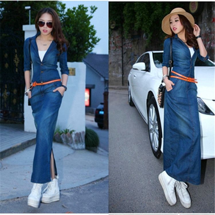 denim long gown