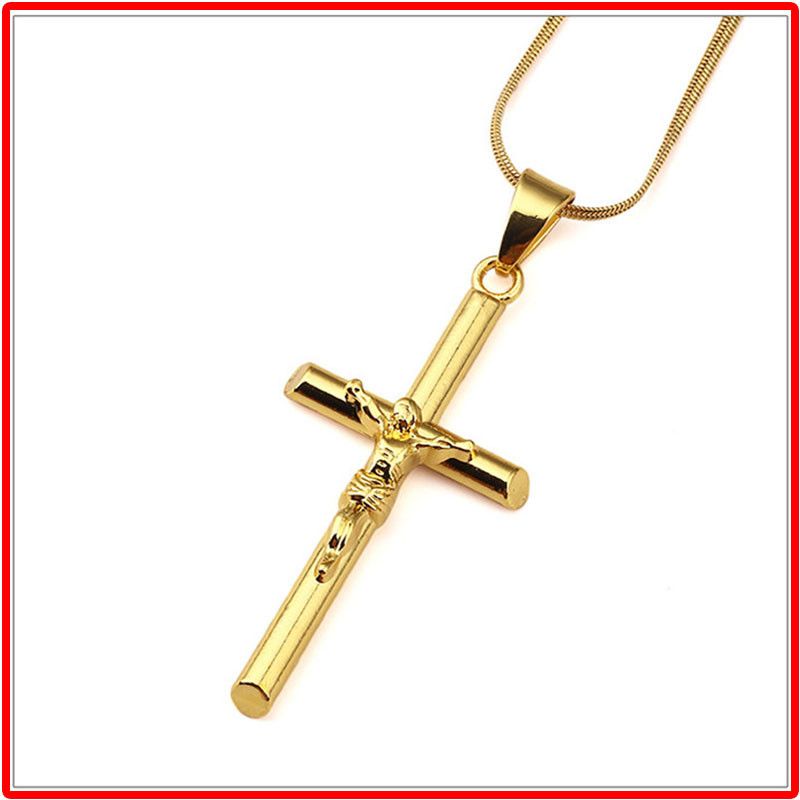 High Quality 18k Gold Plated Cross Pendant Necklace Street High Quality 18k Gold Plated Cross Pendant Necklace Street R Hip Hop Style Rap Jewelry For Men Women Choker