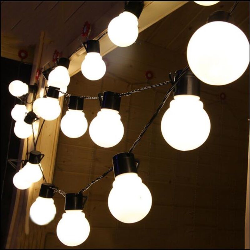10m 38leds Led String Light Ball Ac 220v Outdoor For Party Festival Decoration Black Wire White Warm