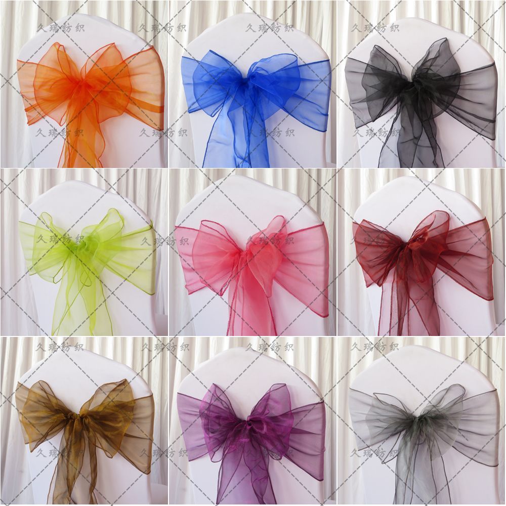 Chair Cover Bows fatory price high quality light coral peach organza chair sashes Chair Cover Bows fatory price high quality light coral peach organza chair sashes