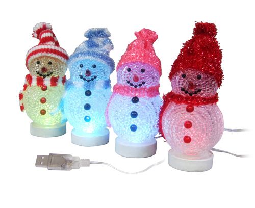 Christmas Decorations USB Snowman Luminous Color Light Emitting