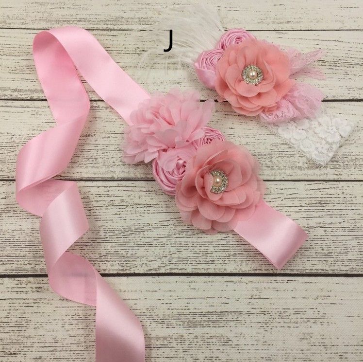 Baby Kids Hair Accessories Children Waistbelt Pearl Chiffon Flowers