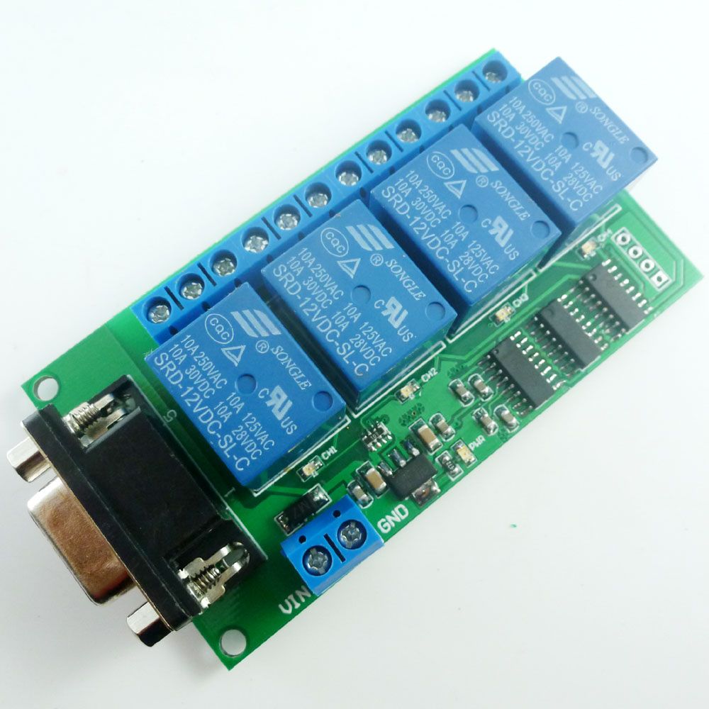 DC 12V 4 Channel RS232 Relay Board PC USB UART DB9 Remote Control Switch for Smart Home Garage Door Car Alarm Farm Motor Smart Home Control Switch R Car ...