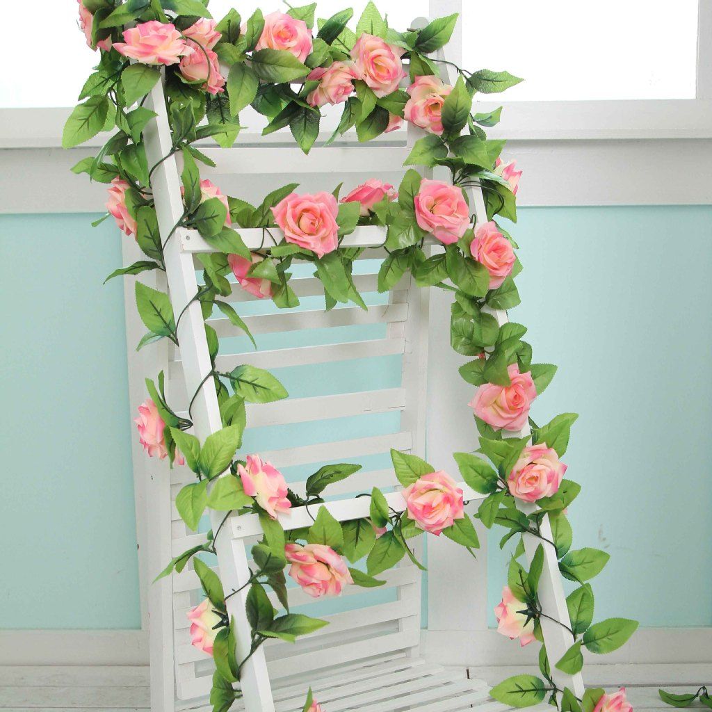 2019 Artificial Rose Vines Silk Craft Flowers Real Touch Flowers Elegant Rose Vines For Bridal Wedding Bouquet Decoration Flowers ELF009 From