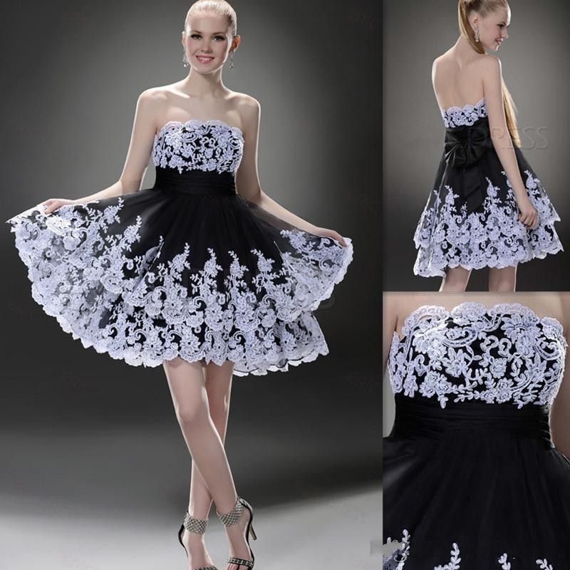 black and white short cocktail dresses