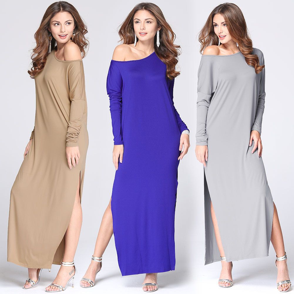 casual one shoulder maxi dress