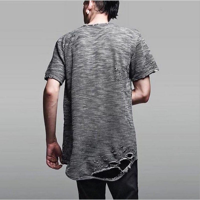 Acquistare Nero Girocollo In Cotone Grigio Bianco Uomo T Shirt Strappate  Magliette Oversize T Shirt Fashion Swag Skate Rap Cool T Shirt Lestate  Economico | Consegna Veloce E Qualità | It.Dhgate