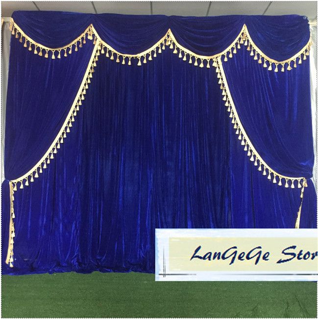 Blackish Green Banquet Backdrops Swags And Tassel Trim Decoration
