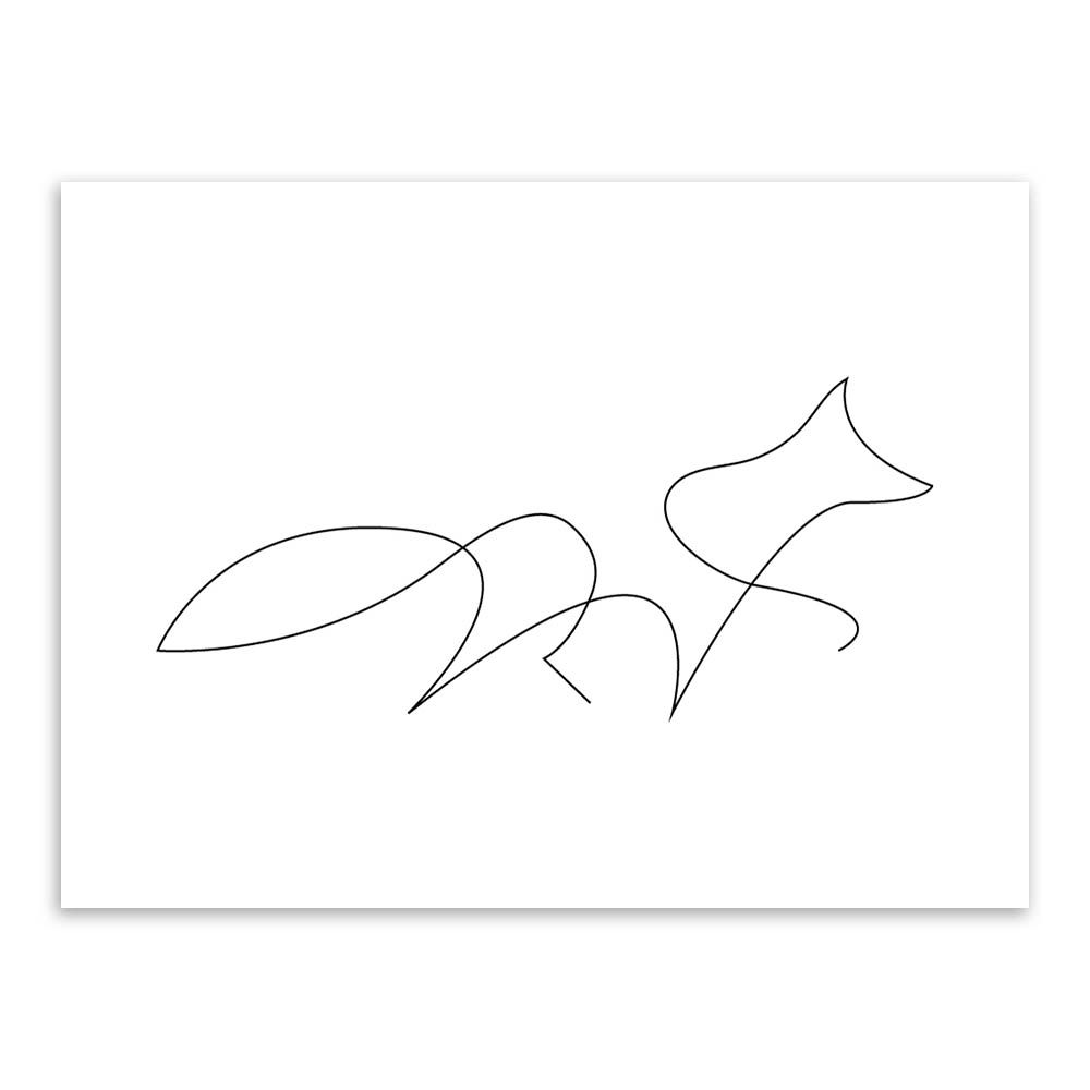 Picasso Line Drawings Of Animals : Modern picasso minimalist animal fox horse shape