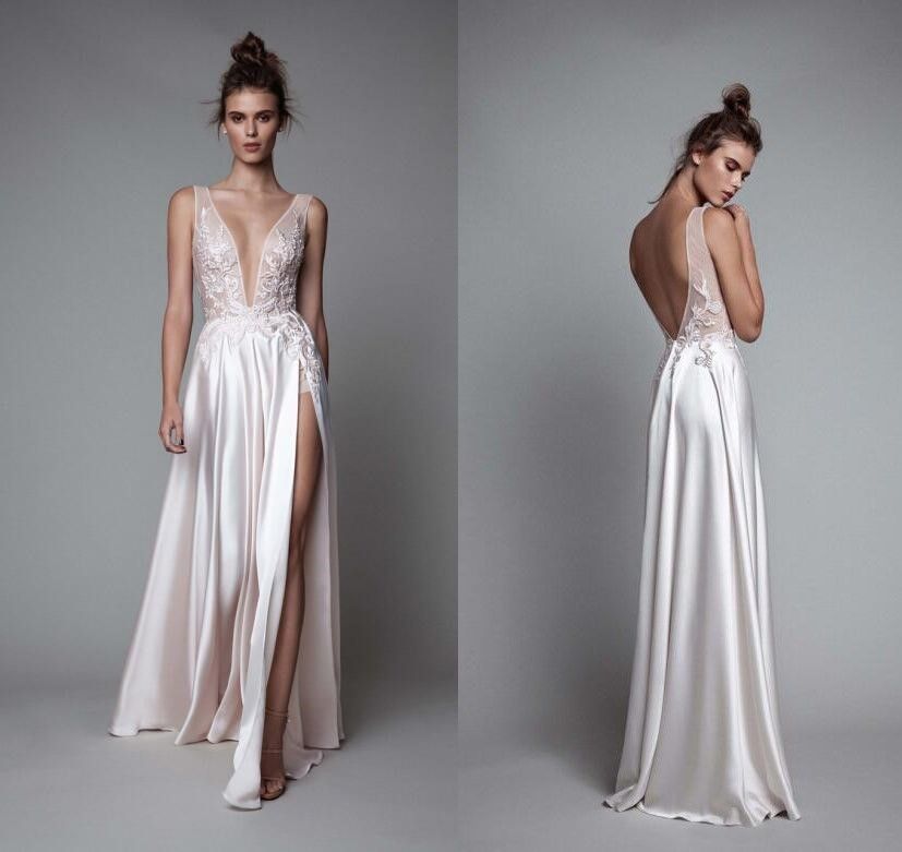 Berta Bridal 2018 Summer Beach Wedding Dresses Sexy Backless Long