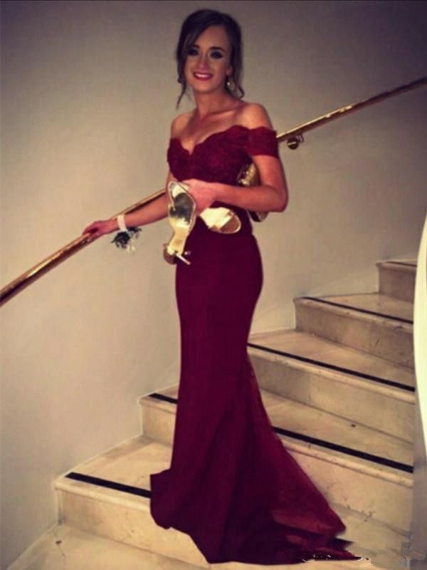 Abito Da Cerimonia Abiti Da Damigella Donore Con Spalline In Pizzo Bordeaux  E Sirena / Maniche Corte Maniche Corte Da 104,07 € | DHgate Italy