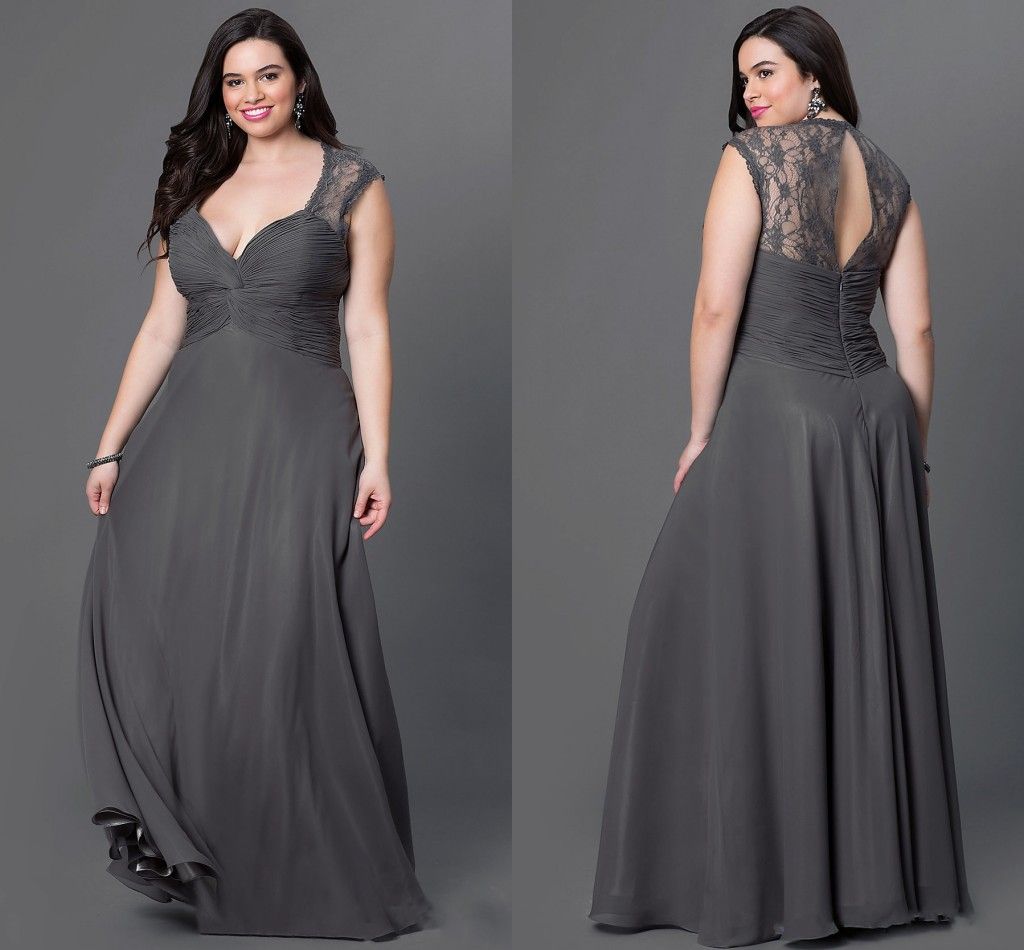 Hot Gray Hollow Bridesmaid Dresses 2017 Plus Size V Neck ...