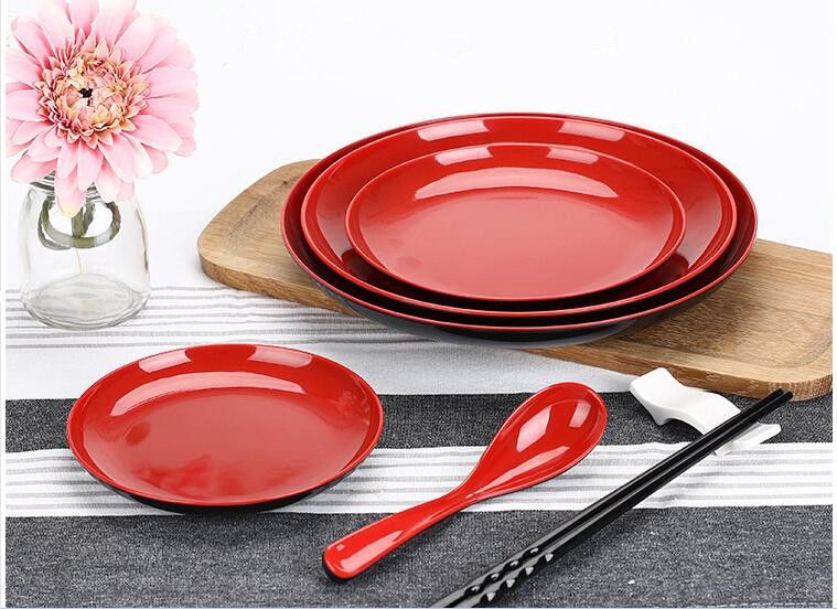 Wholesale-Melamine Dinner Plate/Dishes Red And Black Unbreakable NEW ... Wholesale-Melamine Dinner Plate/Dishes Red And Black Unbreakable NEW ...
