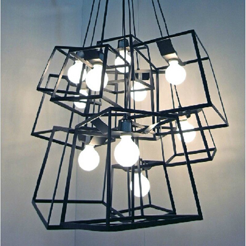 Modern Cube Box Frame Pendant Lights Geometric Lamps Res Modern Cube Box Frame Pendant Lights Geometric Lamps Res De Sala Kitchen Diy Light Hanging Luminarias Fixtures With 239 38 Piece