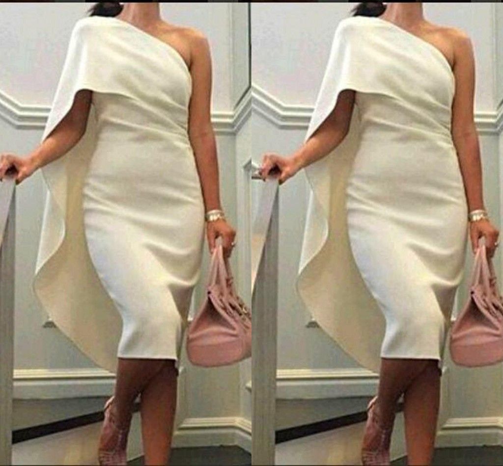 Großhandel Tatsächliche Kurze Frauen Cocktailkleider Eine Schulter Mantel Prom Kleider Mit Cape Tee Länge Party Kleid Plus Size Formale Heimkehr Großhandel Tatsächliche Kurze Frauen Cocktailkleider Eine Schulter Mantel Prom Kleider Mit Cape Tee Länge Party Kleid Plus Size Formale Heimkehr