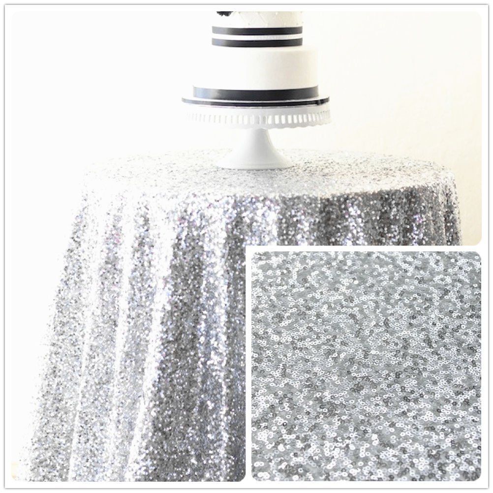 48 Inch Round Silver Sequin Tablecloth For Wedding Holiday Birthday 48 Inch Round Silver Sequin Tablecloth For Wedding Holiday Birthday Party Beautiful Table Cloth Many Colors Available Colorful Tablecloths