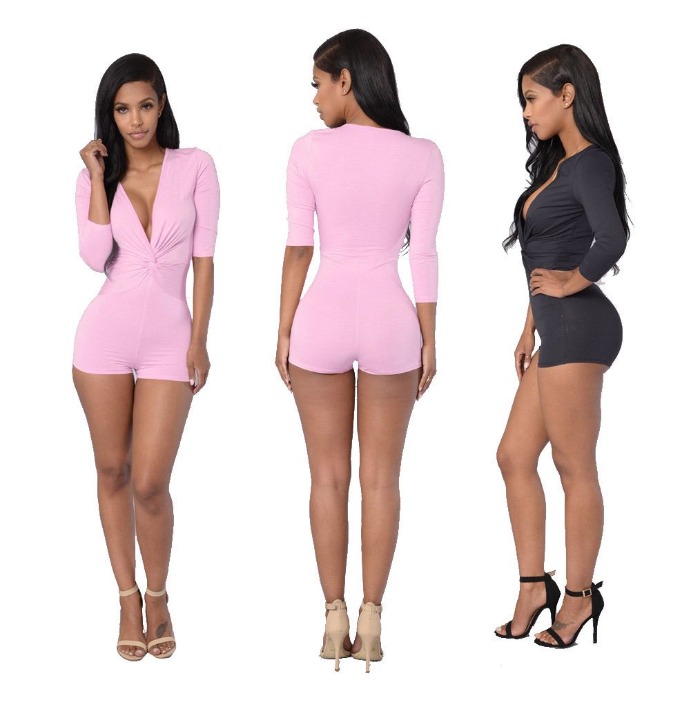 YEYA Women Striped Jumpsuit Rompers Split Long Sleeve V