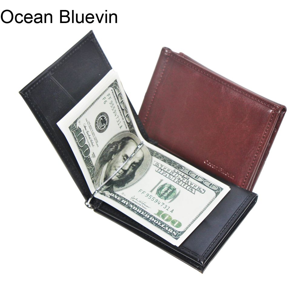 Ocean Bluevin New Portable Design Mens Money Clips Wallet Black - ocean bluevin new portable design mens money clips wallet black brown quality soft 3 folds id credit card bit money clip cateira wallets pink wallet owl