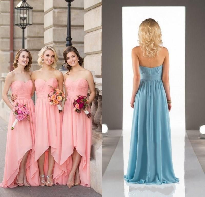 2017 New High Low Country Bridesmaid Dresses Cheap Sweetheart Pleats A ...