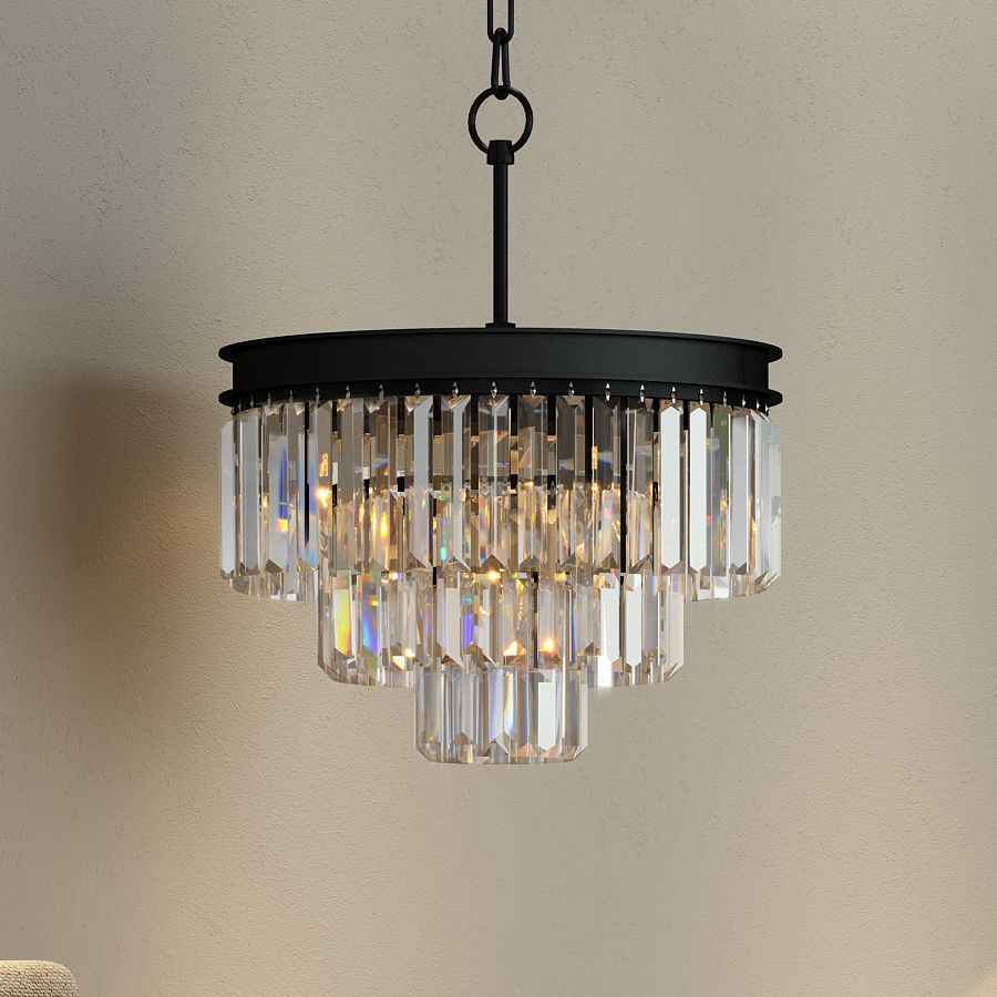 3 Rings Odeon Clear Prism Chandelier Crystal Glass Fringe 3 Rings Odeon Clear Prism Chandelier Crystal Glass Fringe Contemporary Living Room Wind Bell Lighting Dining Pendant Lights Ceiling