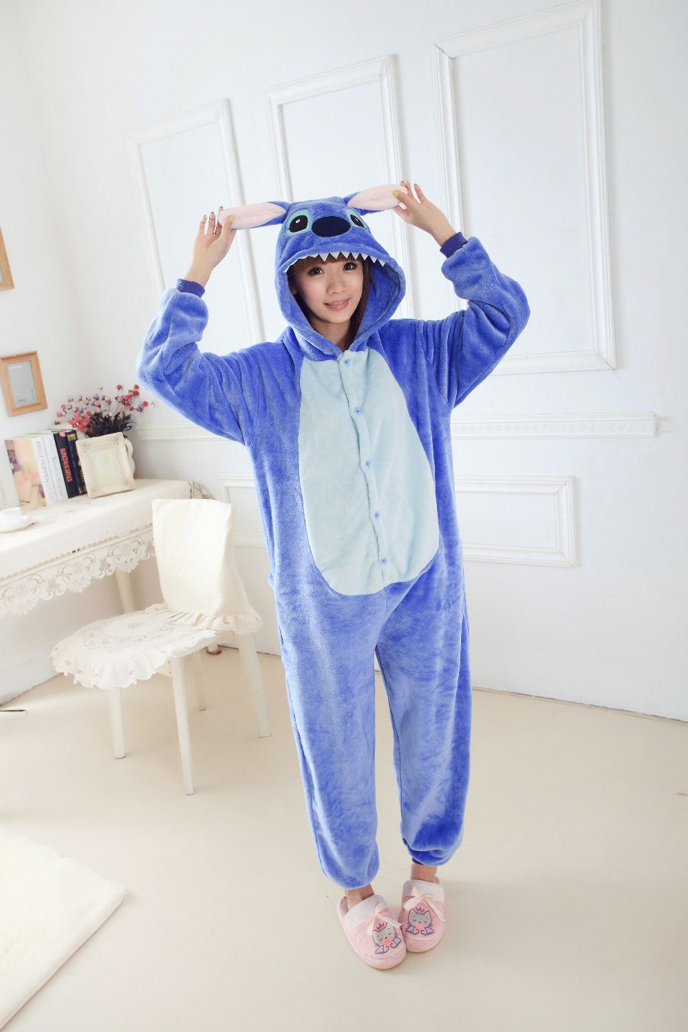 Wholesale Blue Pink Stitch esies Adult Pajamas Cosplay Costume Women Men Sleepsuit Sleepwear Jumpsuit Halloween Christmas Party Clothing Homemade Anime