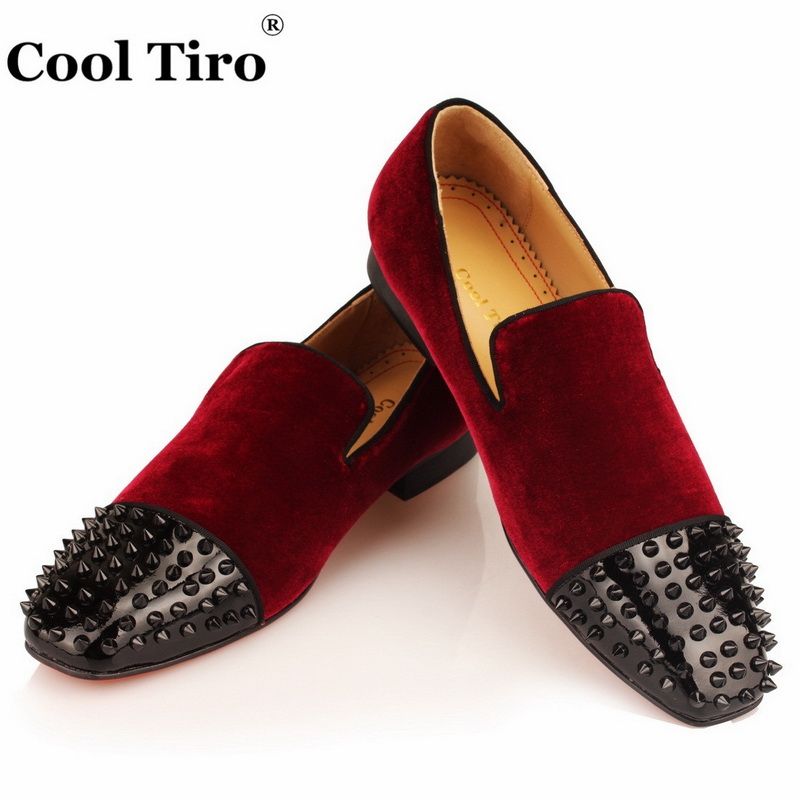Toe Spikes Red Bottoms Loafers Men Slippers Spooky Flat Genuine Leather Casual Shoes Burgundy ...