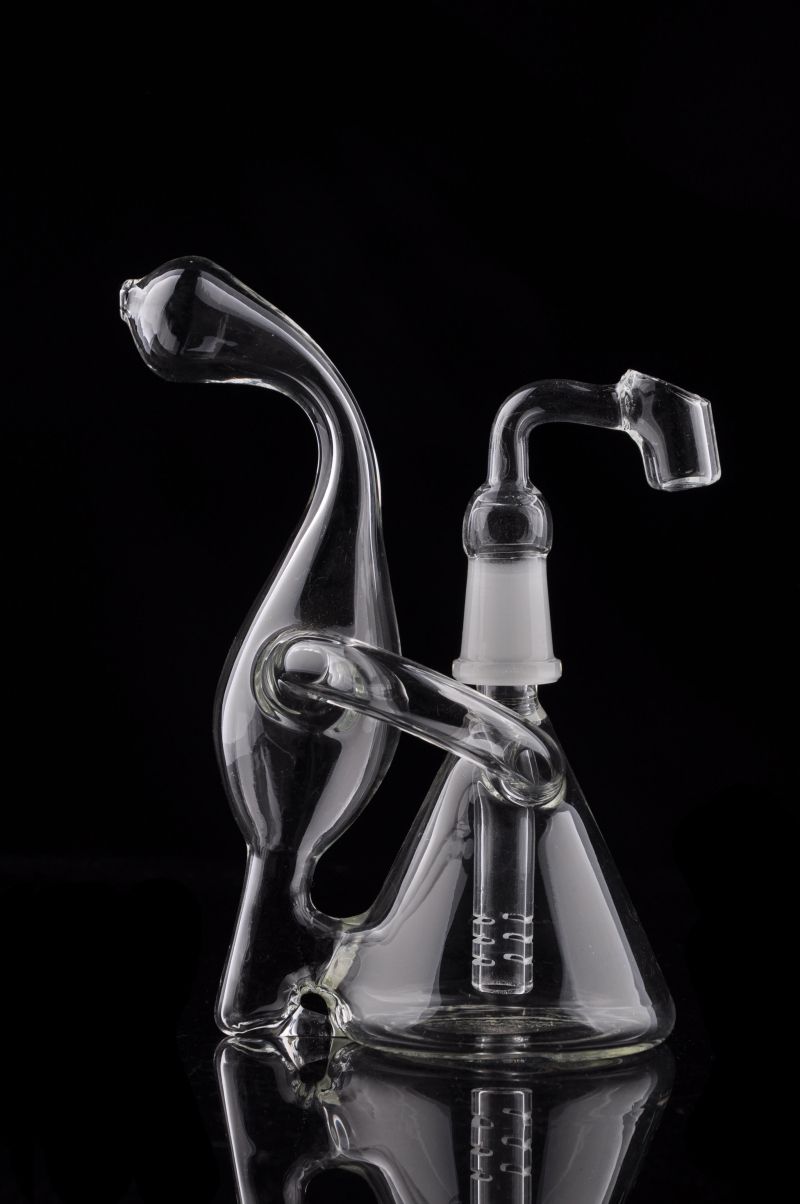 2020 Dab Rig Mini Beaker Recycler Glass Bong Hand Blown Unique Design