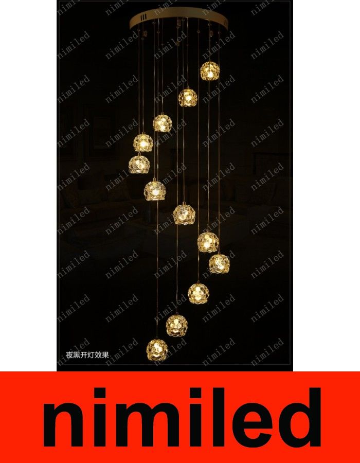 Nimi649 G Glass Crystal Chandeliers Porch Balcony Cafe Bar Nimi649 G Glass Crystal Chandeliers Porch Balcony Cafe Bar Restaurant Bedroom Living Room Pendant Long Spiral Staircase Lamp Hotel Light Kitchen
