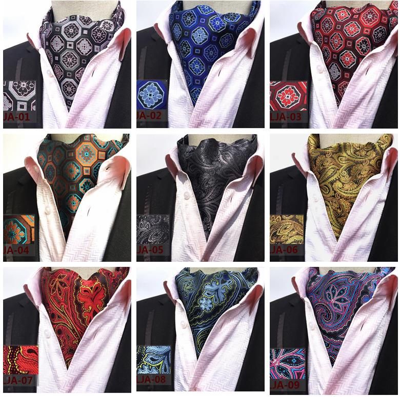 Men/'s Vintage Necktie Formal Cravat Ascot Scrunch Flower Pattern Silk Neck Tie